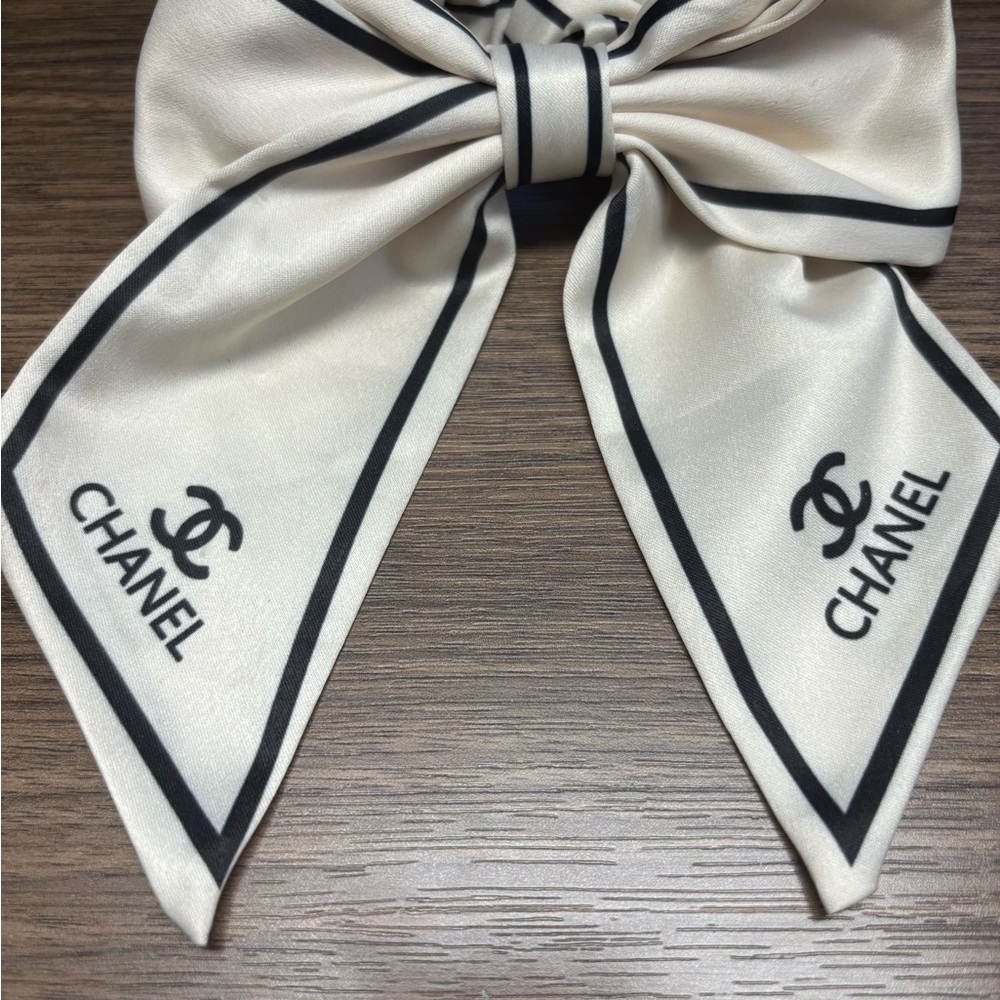 Elegant White and Black Hair Bow Accessory